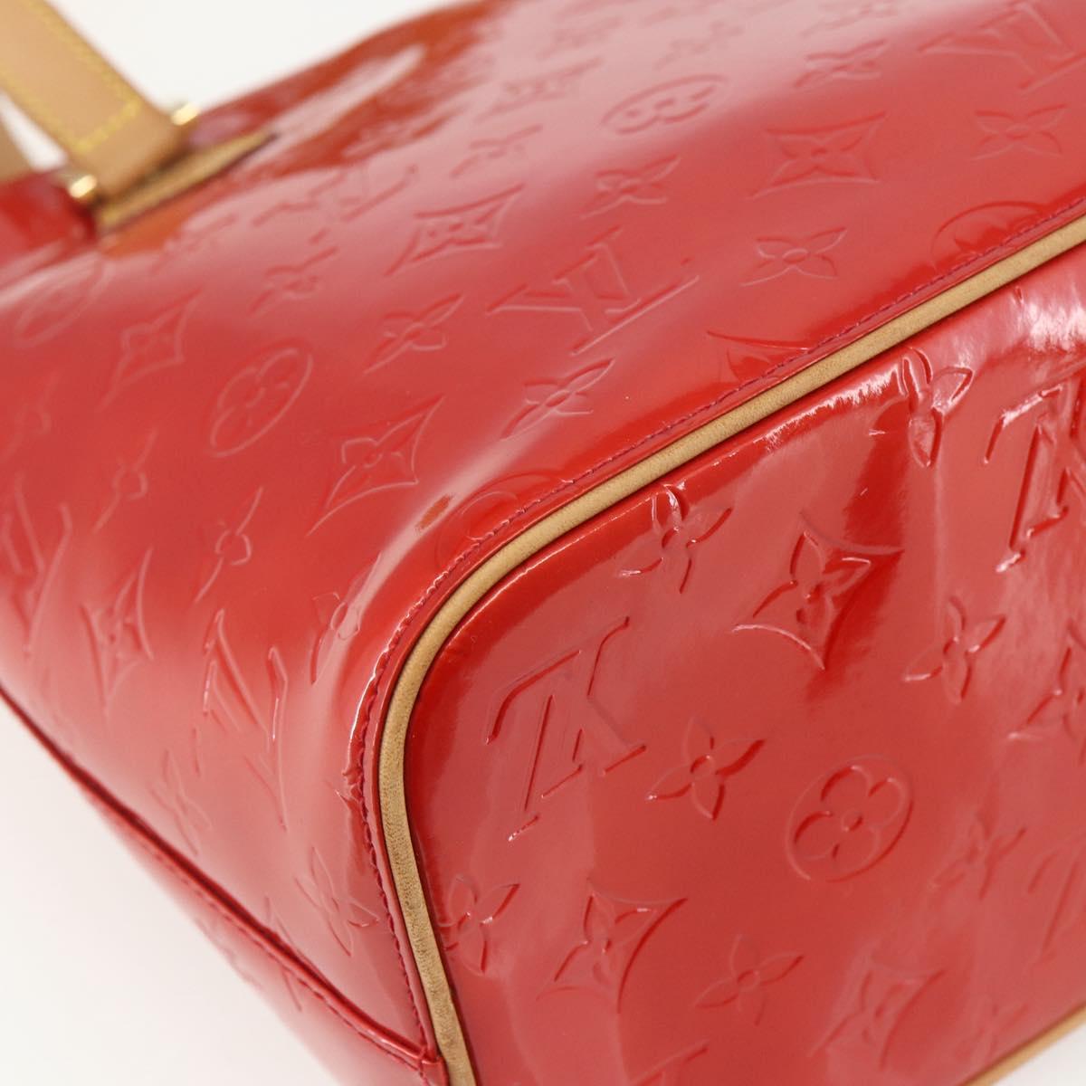 LOUIS VUITTON Monogram Vernis Houston Hand Bag Rouge M91092 LV Auth ka416