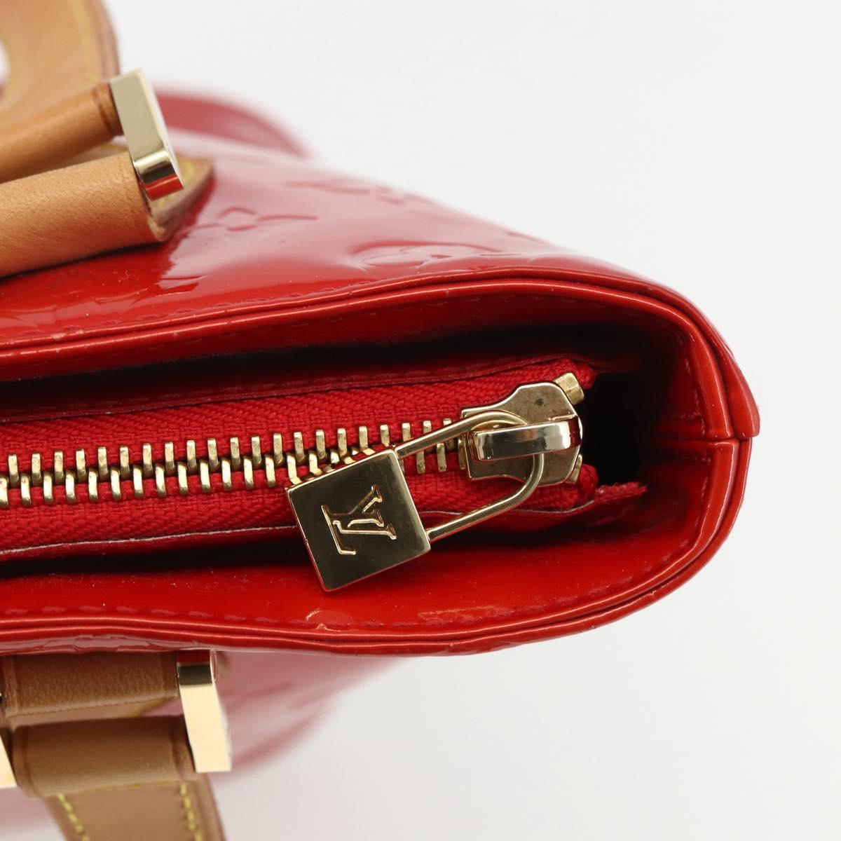 LOUIS VUITTON Monogram Vernis Houston Hand Bag Rouge M91092 LV Auth ka416