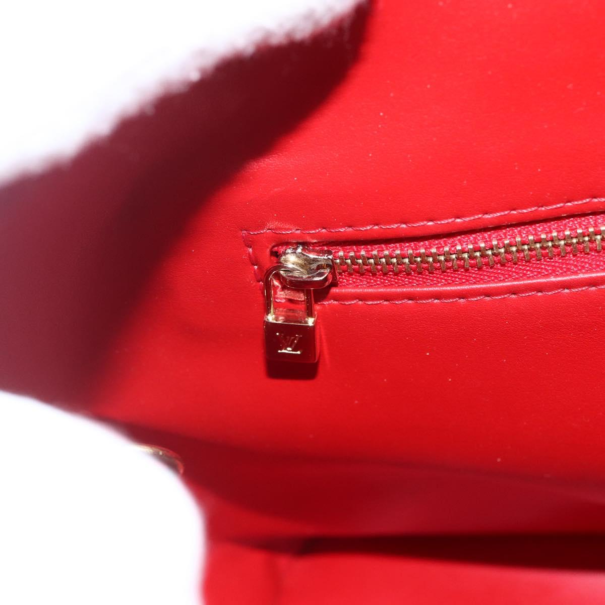 LOUIS VUITTON Monogram Vernis Houston Hand Bag Rouge M91092 LV Auth ka416