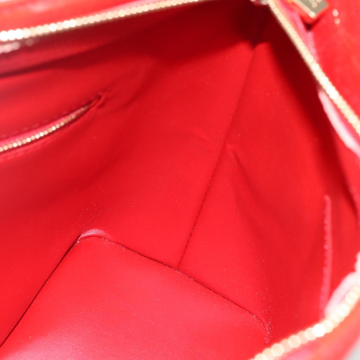 LOUIS VUITTON Monogram Vernis Houston Hand Bag Rouge M91092 LV Auth ka416