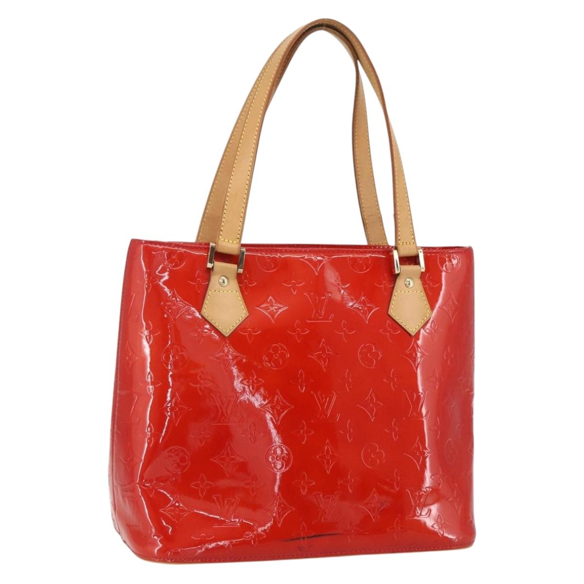 LOUIS VUITTON Monogram Vernis Houston Hand Bag Rouge M91092 LV Auth ka416