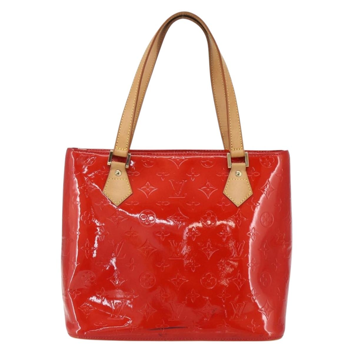 LOUIS VUITTON Monogram Vernis Houston Hand Bag Rouge M91092 LV Auth ka416