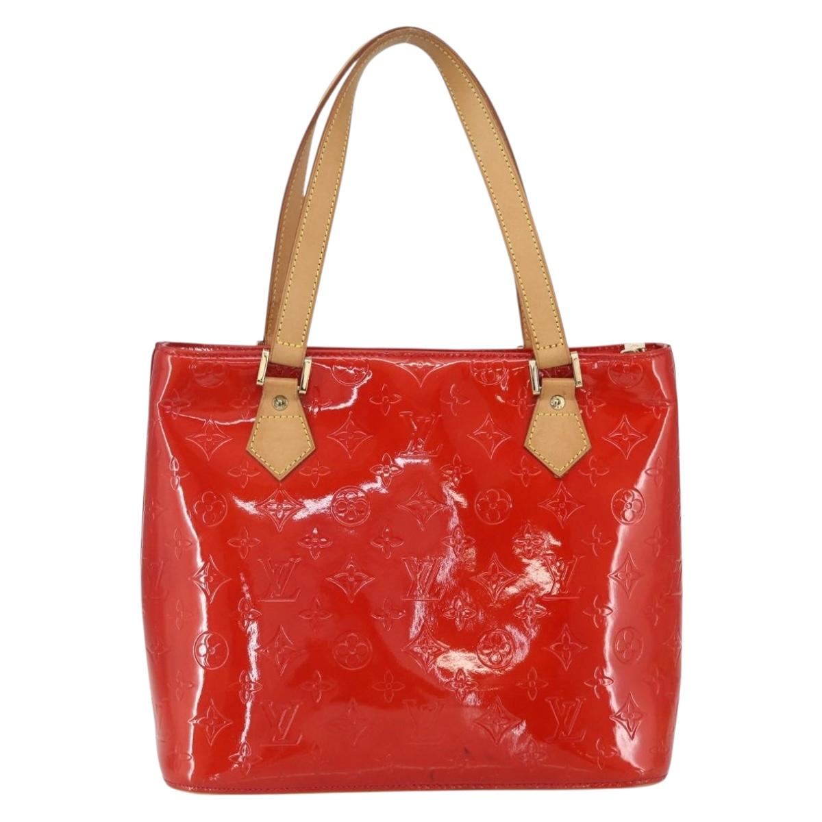 LOUIS VUITTON Monogram Vernis Houston Hand Bag Rouge M91092 LV Auth ka416