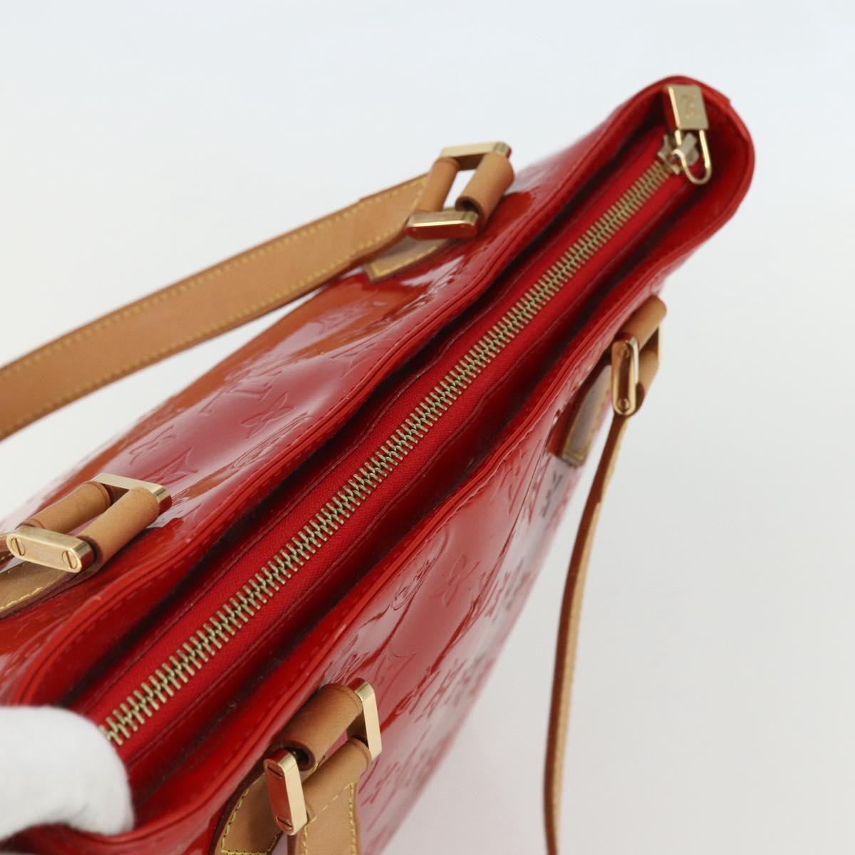 LOUIS VUITTON Monogram Vernis Houston Hand Bag Rouge M91092 LV Auth ka416