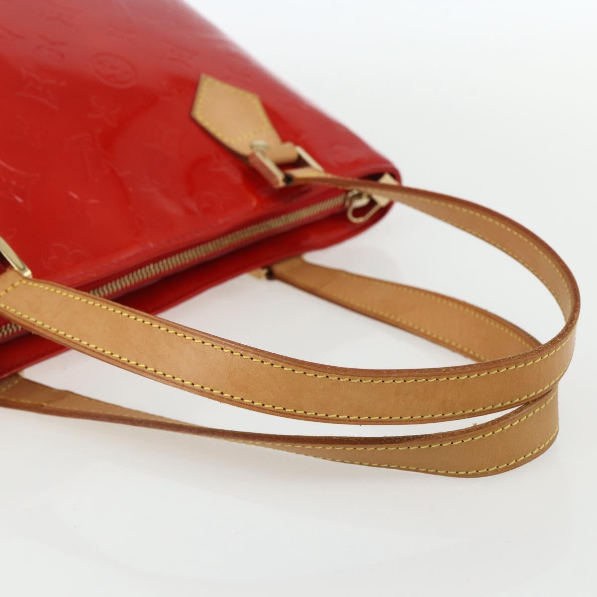 LOUIS VUITTON Monogram Vernis Houston Hand Bag Rouge M91092 LV Auth ka416