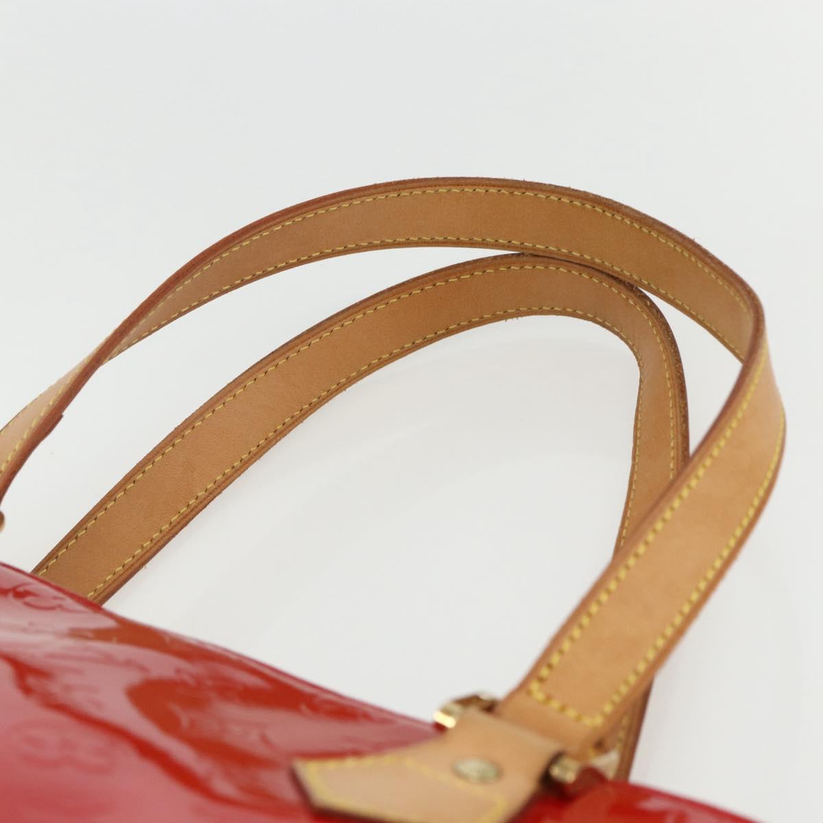 LOUIS VUITTON Monogram Vernis Houston Hand Bag Rouge M91092 LV Auth ka416