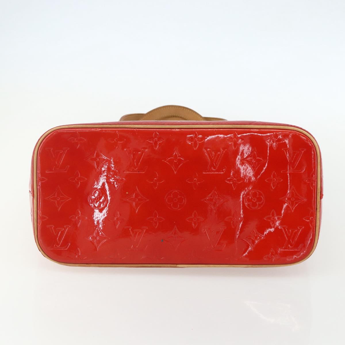 LOUIS VUITTON Monogram Vernis Houston Hand Bag Rouge M91092 LV Auth ka416