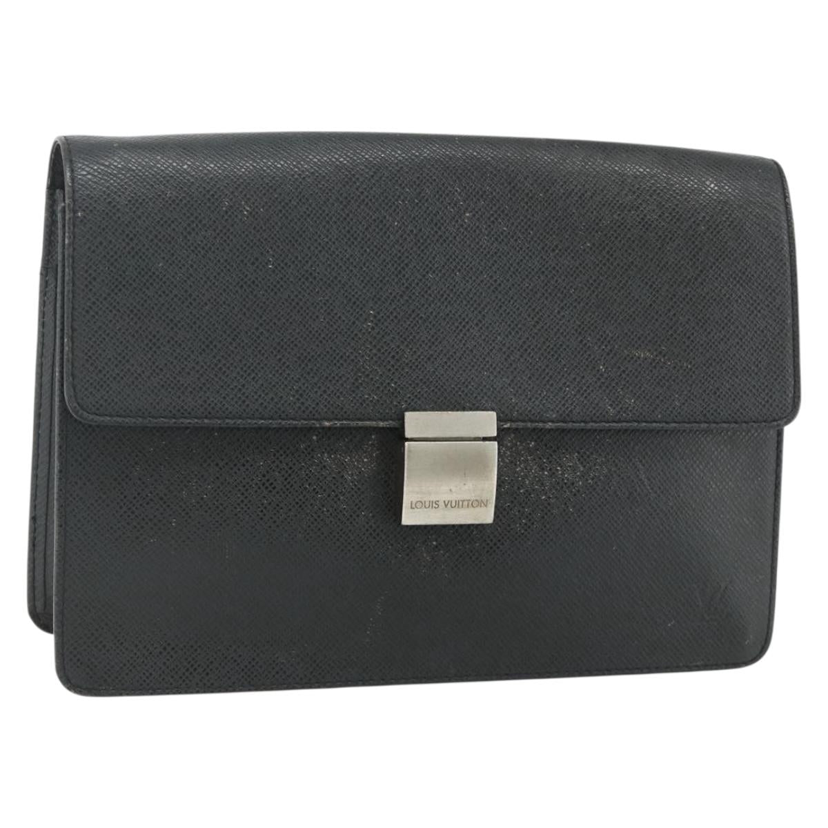 LOUIS VUITTON Taiga Selenga Clutch Bag Ardoise M30782 LV Auth ka4166