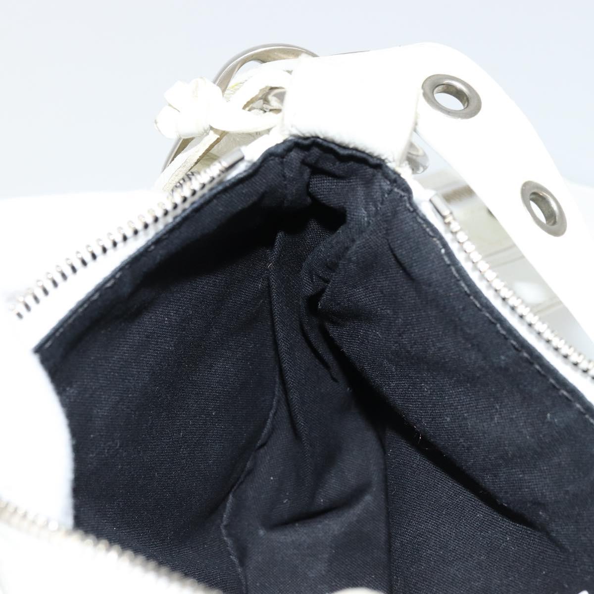BALENCIAGA Luca Goal Shoulder Bag Leather White Silver 671309 Auth ka4167SAM