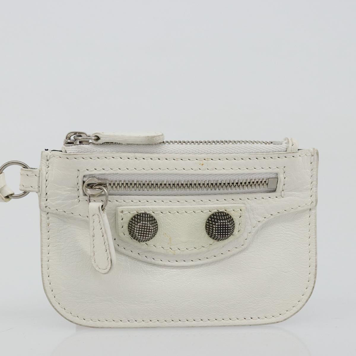 BALENCIAGA Luca Goal Shoulder Bag Leather White Silver 671309 Auth ka4167SAM