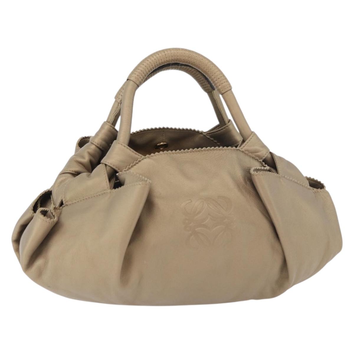 LOEWE Nappa Aire Anagram Hand Bag Leather Gold Auth ka4168A