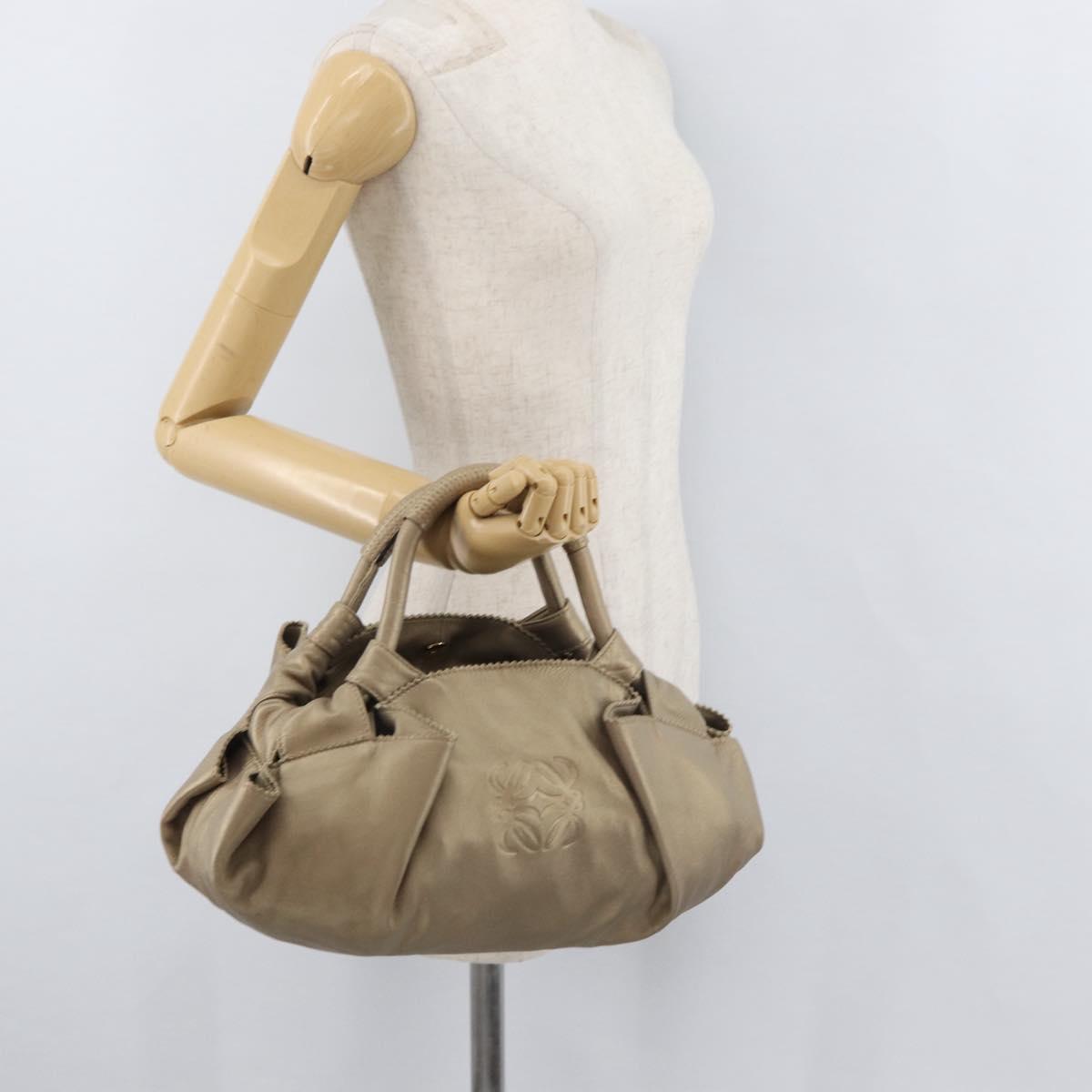 LOEWE Nappa Aire Anagram Hand Bag Leather Gold Auth ka4168A