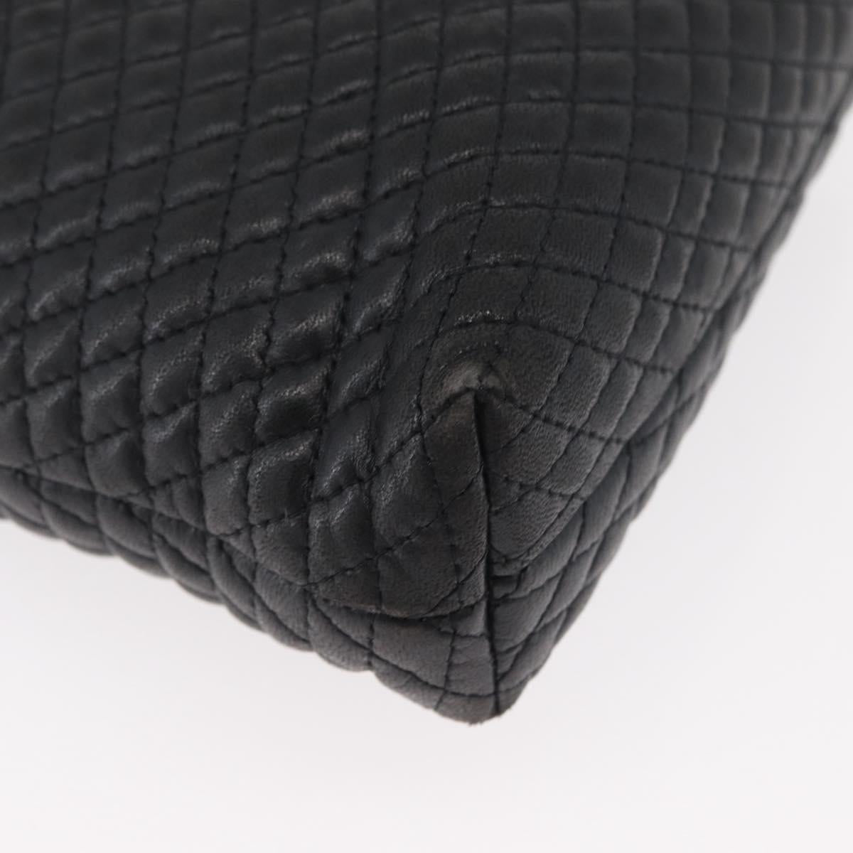 BALLY Chain Shoulder Bag Leather Black Gold Auth ka4169A
