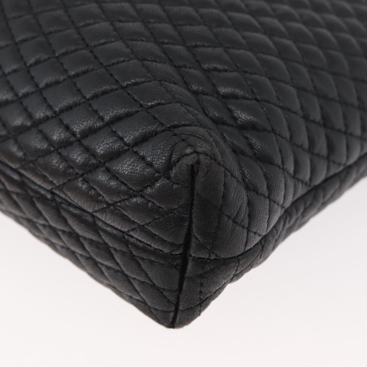 BALLY Chain Shoulder Bag Leather Black Gold Auth ka4169A