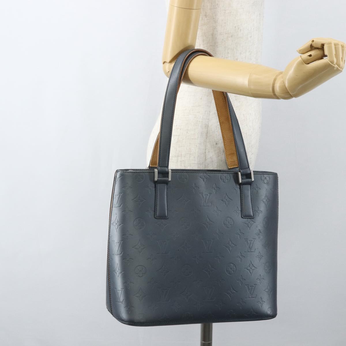 LOUIS VUITTON Monogram Mat Stockton Tote Bag Noir M55112 LV Auth ka417