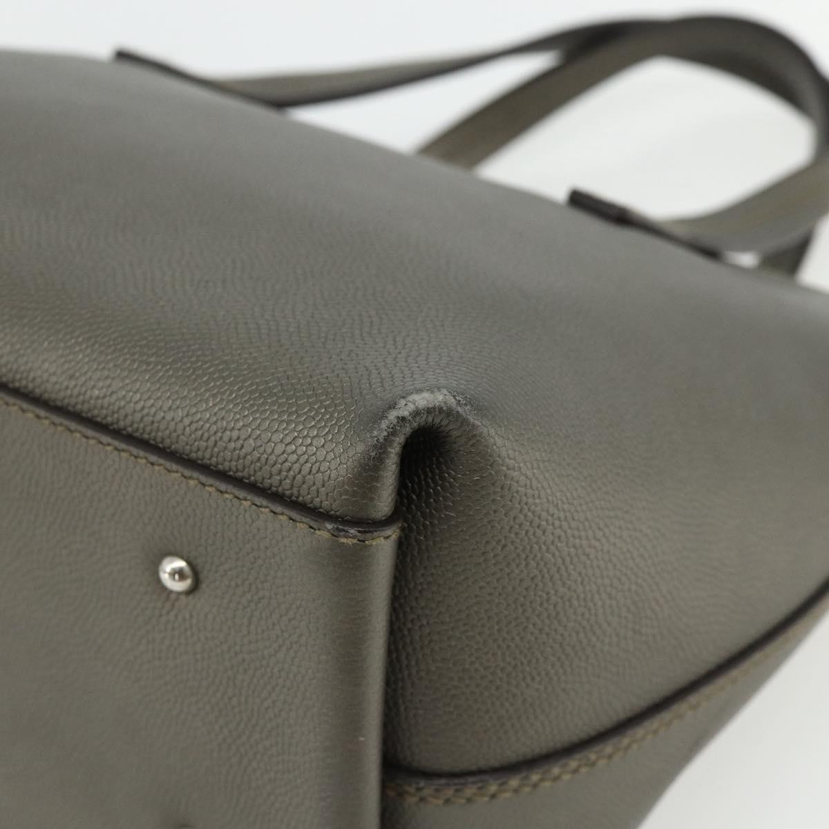 Salvatore Ferragamo Gancini Hand Bag Leather Bronze Silver Auth ka4175