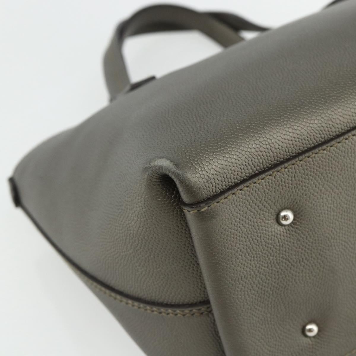 Salvatore Ferragamo Gancini Hand Bag Leather Bronze Silver Auth ka4175