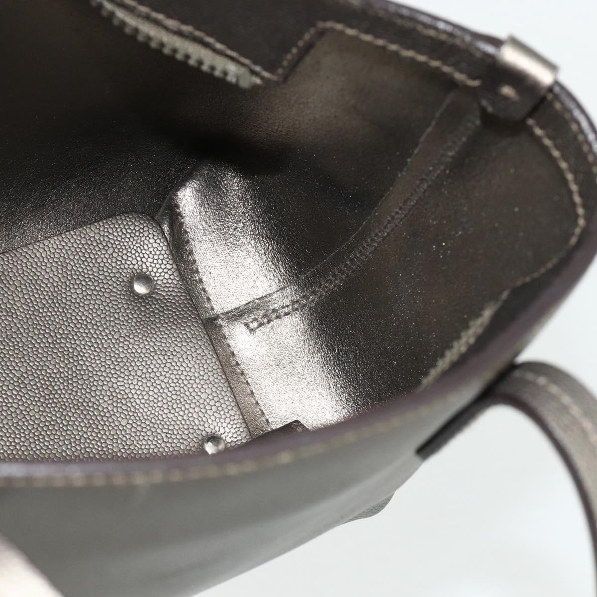 Salvatore Ferragamo Gancini Hand Bag Leather Bronze Silver Auth ka4175