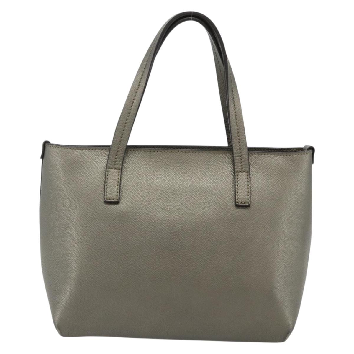 Salvatore Ferragamo Gancini Hand Bag Leather Bronze Silver Auth ka4175