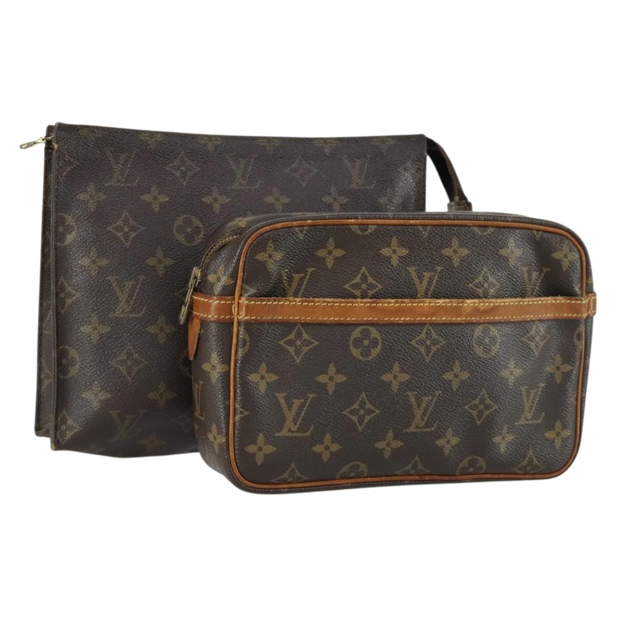 LOUIS VUITTON Monogram Clutch Bag 2 Set LV Auth ka418