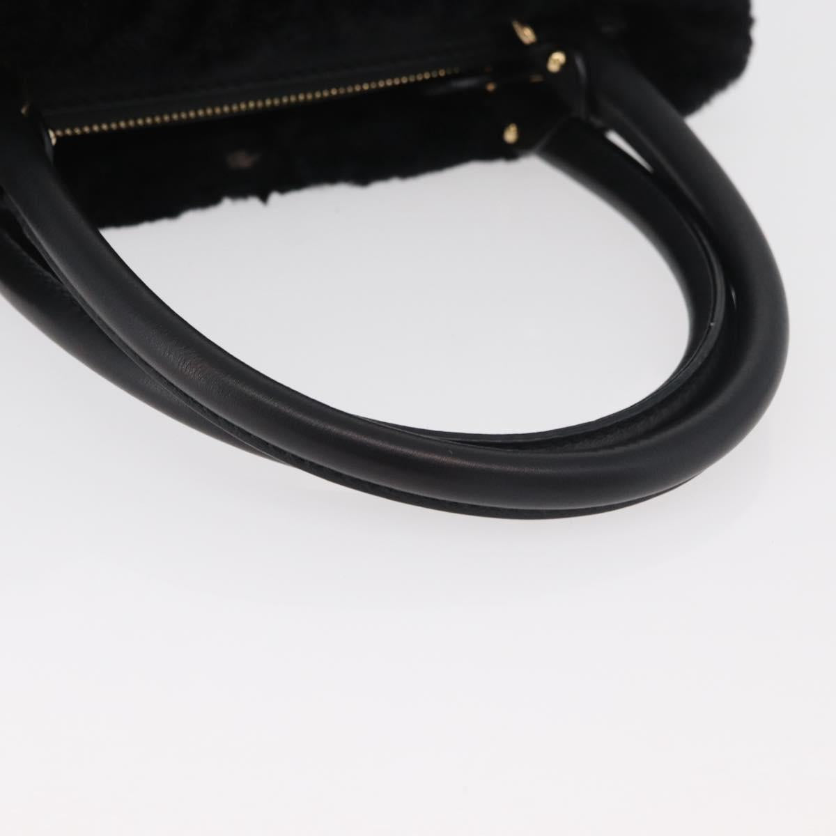 Salvatore Ferragamo Vala Hand Bag Leather Black Gold Auth ka4181A