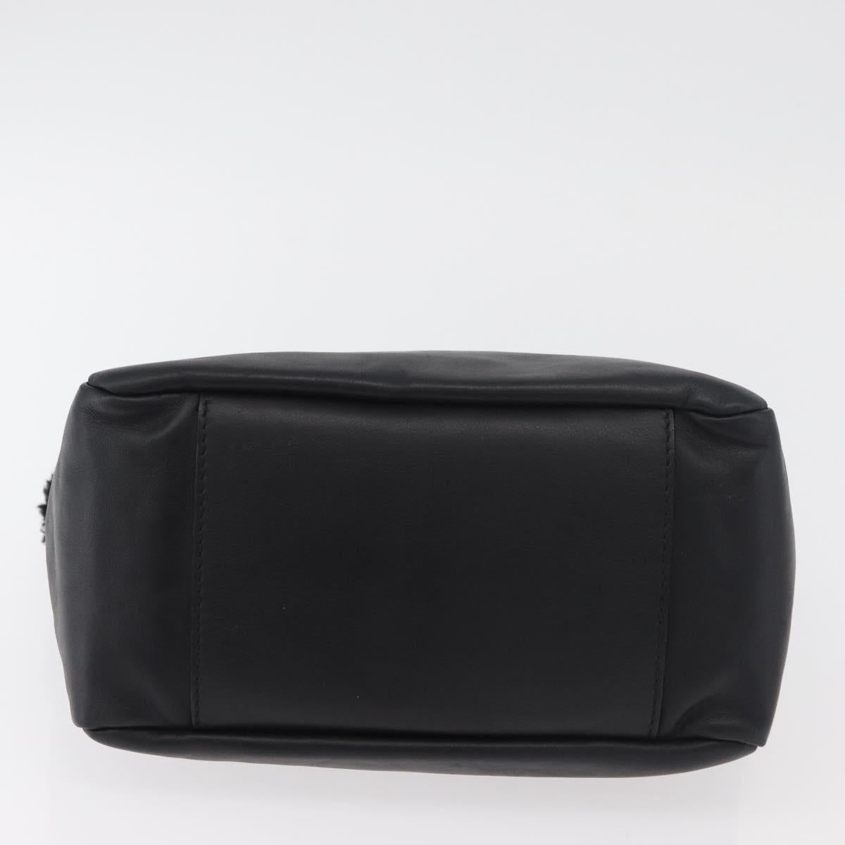 Salvatore Ferragamo Vala Hand Bag Leather Black Gold Auth ka4181A