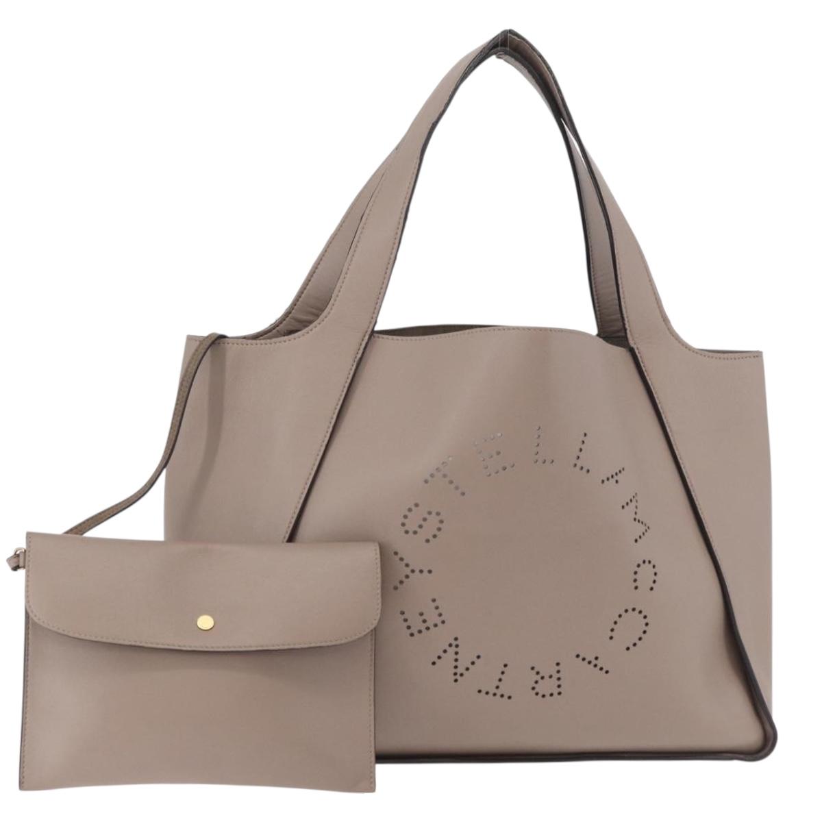 Stella MacCartney Shoulder Bag Leather Beige Auth ka4182