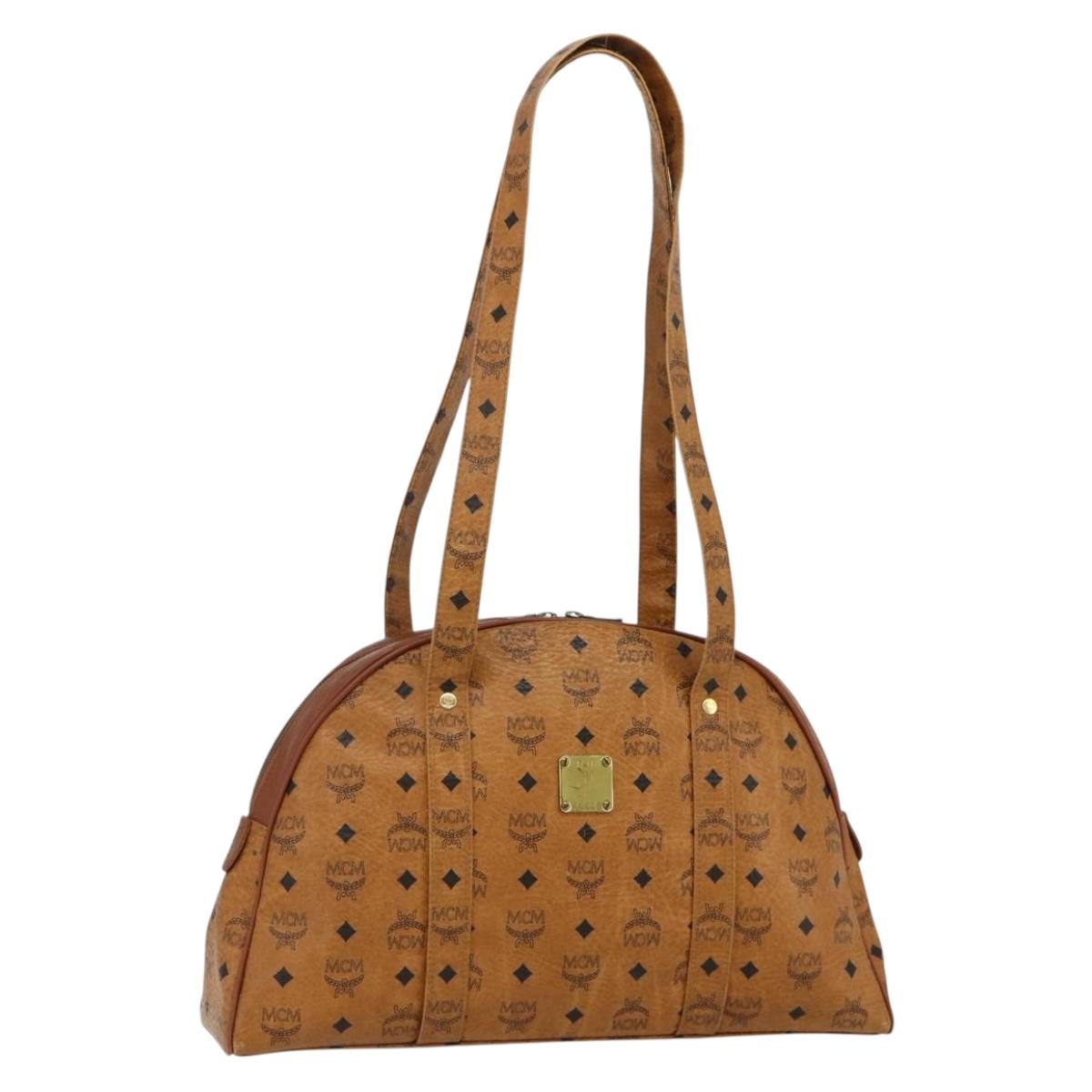 MCM Vicetos Logogram Shoulder Bag PVC Leather Brown Gold Auth ka4183A