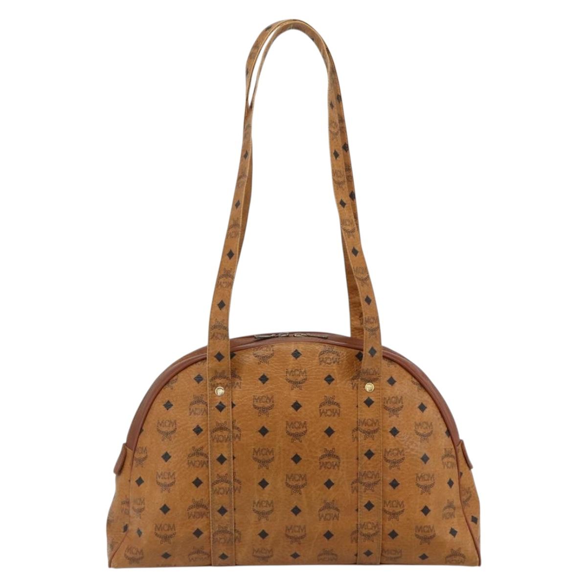 MCM Vicetos Logogram Shoulder Bag PVC Leather Brown Gold Auth ka4183A