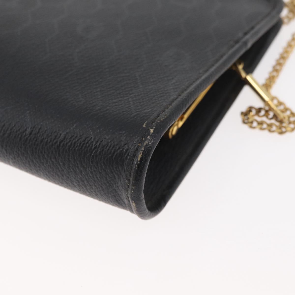 Christian Dior Honeycomb Canvas Shoulder Bag PVC Black Gold Auth ka4185