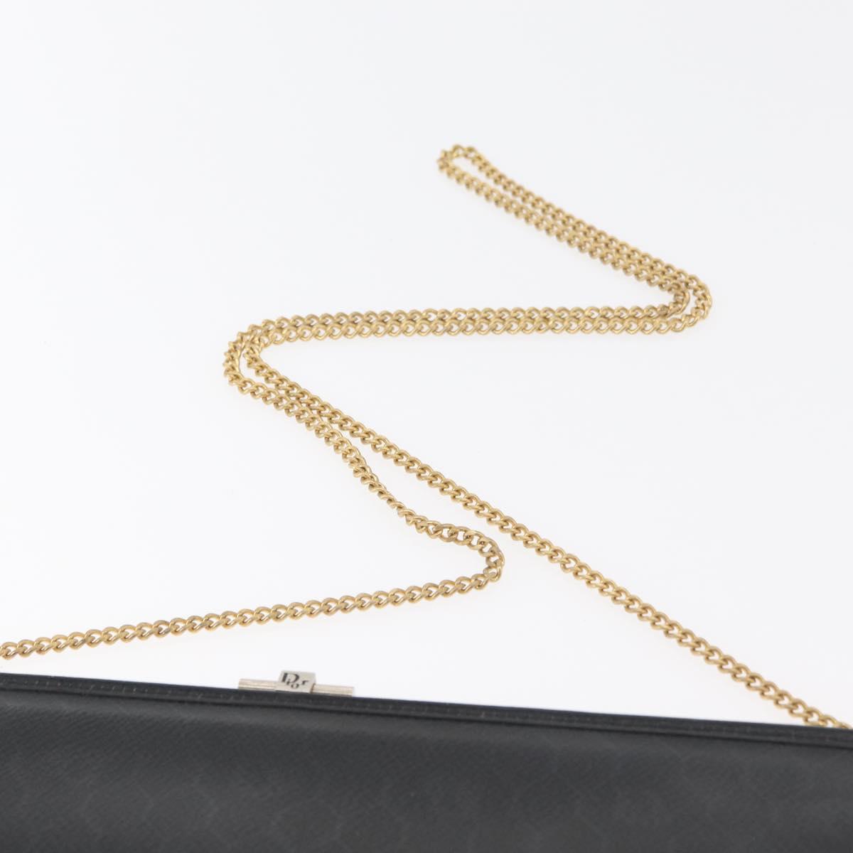 Christian Dior Honeycomb Canvas Shoulder Bag PVC Black Gold Auth ka4185