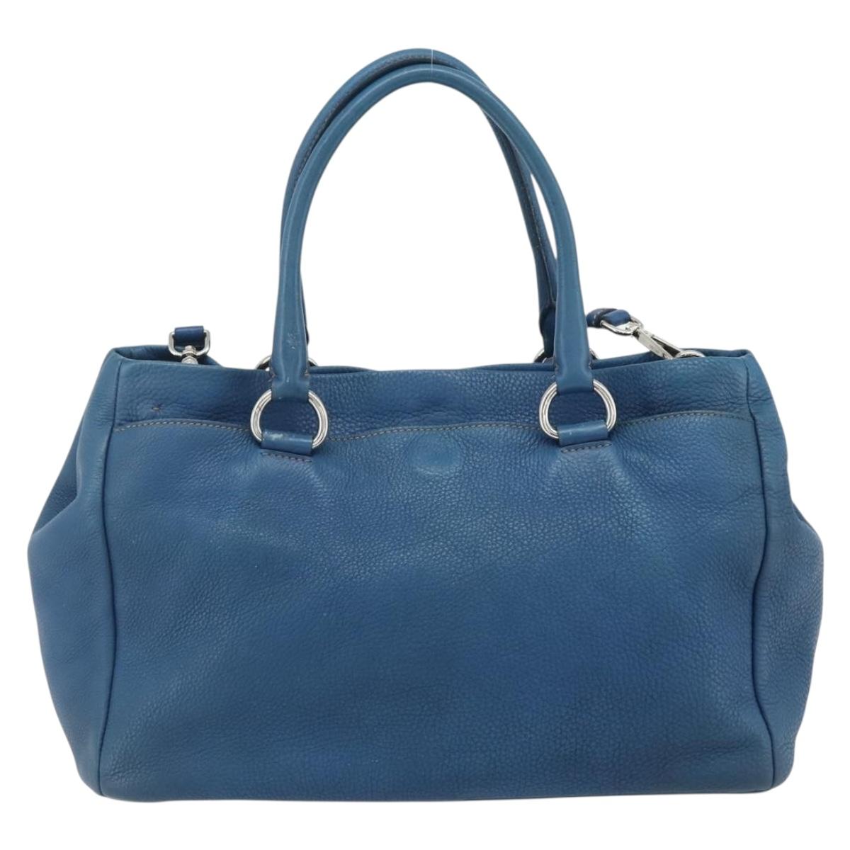 PRADA Hand Bag Vitterodino 2way Blue Silver Auth ka4188A