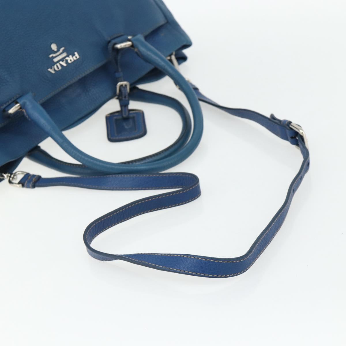PRADA Hand Bag Vitterodino 2way Blue Silver Auth ka4188A