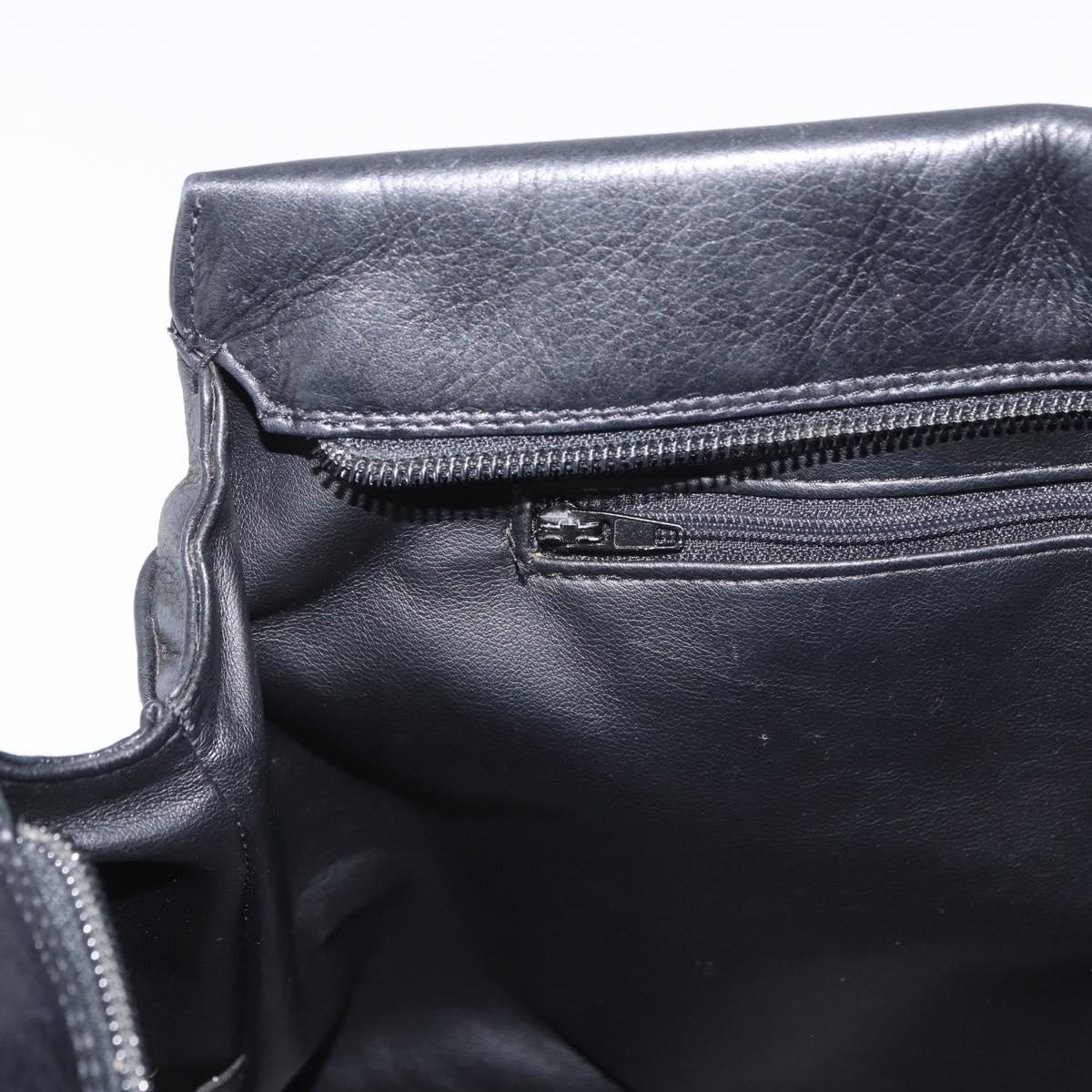 BALLY Chain Shoulder Bag Leather Black Gold Auth ka4189A