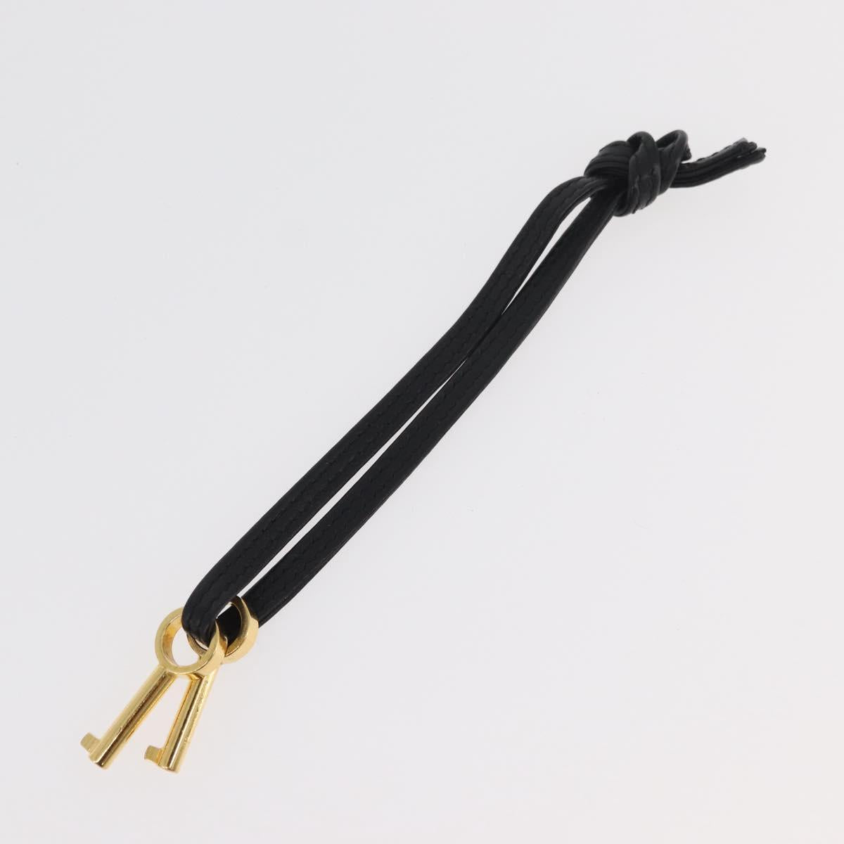 BALLY Chain Shoulder Bag Leather Black Gold Auth ka4189A