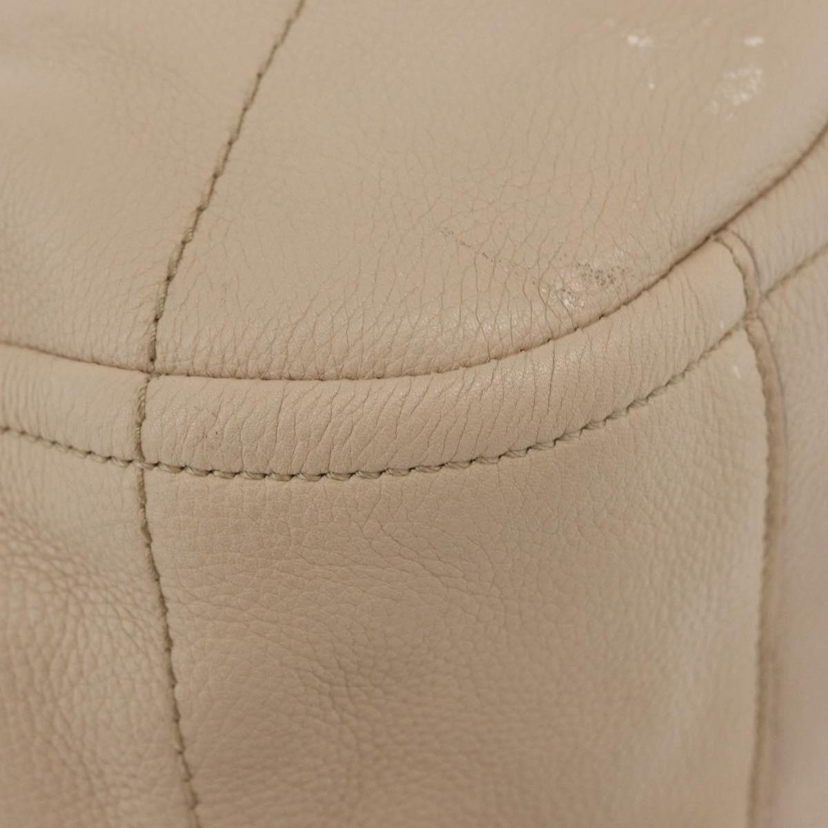 Salvatore Ferragamo Gancini Hand Bag Leather 2way Beige Gold Auth ka4190