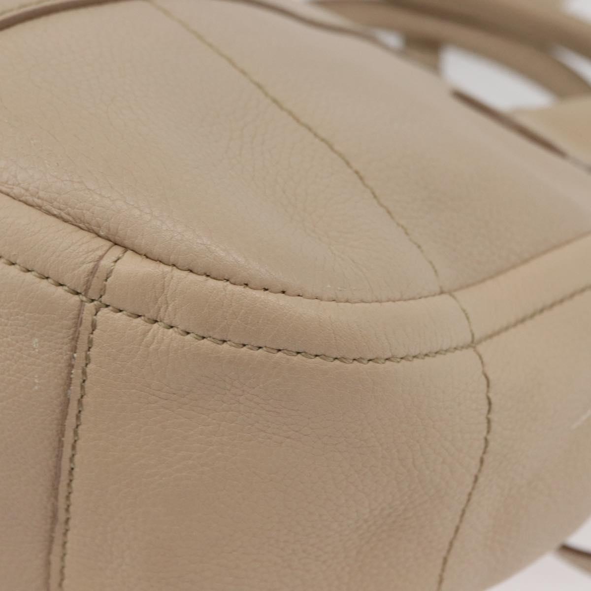 Salvatore Ferragamo Gancini Hand Bag Leather 2way Beige Gold Auth ka4190