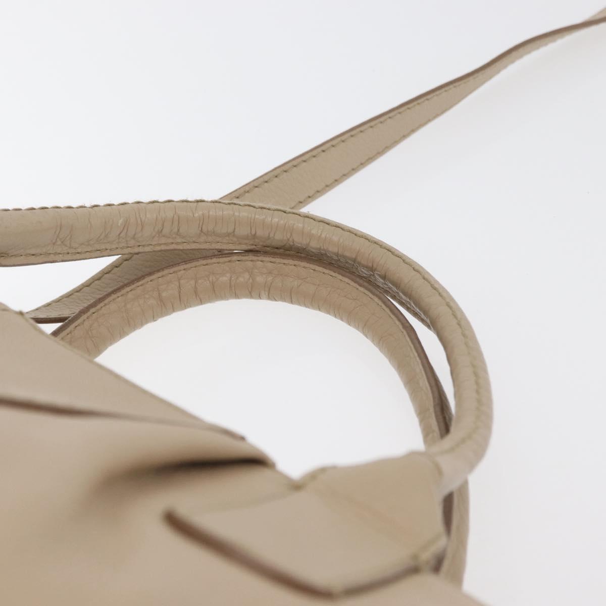Salvatore Ferragamo Gancini Hand Bag Leather 2way Beige Gold Auth ka4190