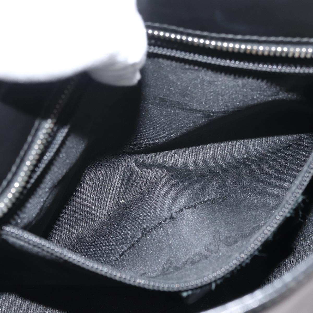Salvatore Ferragamo Gancini Hand Bag Leather 2way Black Silver Auth ka4192