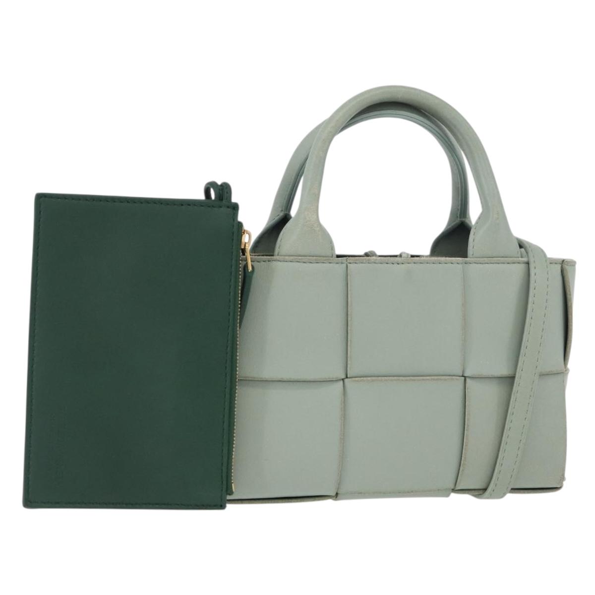 BOTTEGA VENETA MAXI INTRECCIATO Arcomini Bag 2way Pastel Green Auth ka4195A