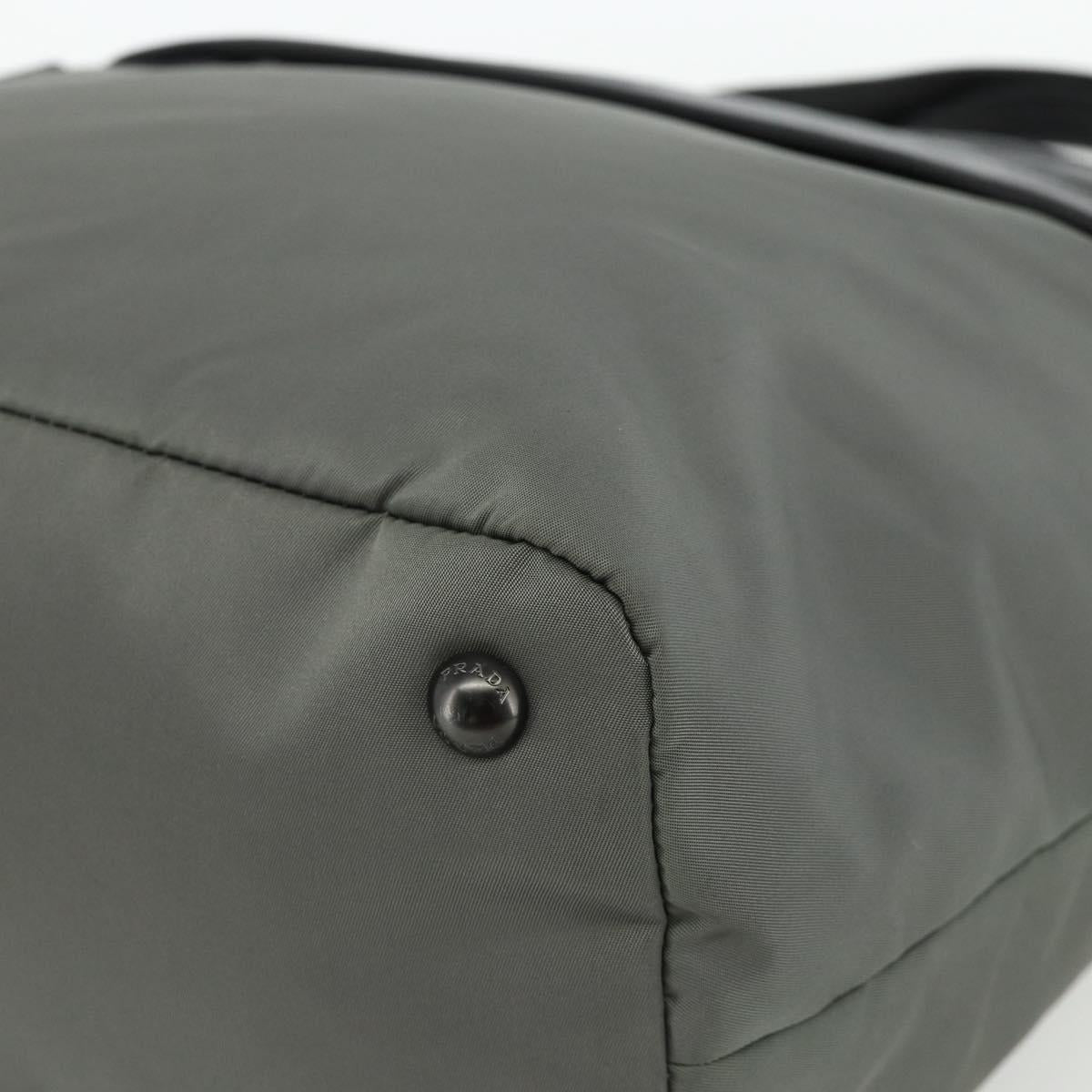 PRADA Hand Bag Nylon Leather Gray black Auth ka4199A
