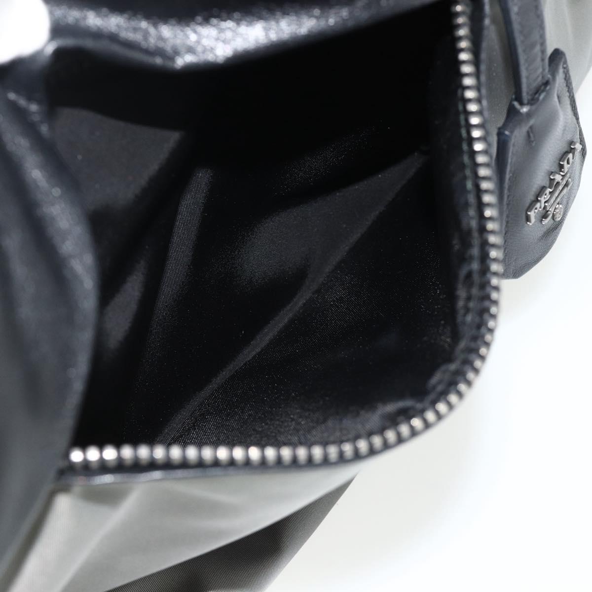 PRADA Hand Bag Nylon Leather Gray black Auth ka4199A
