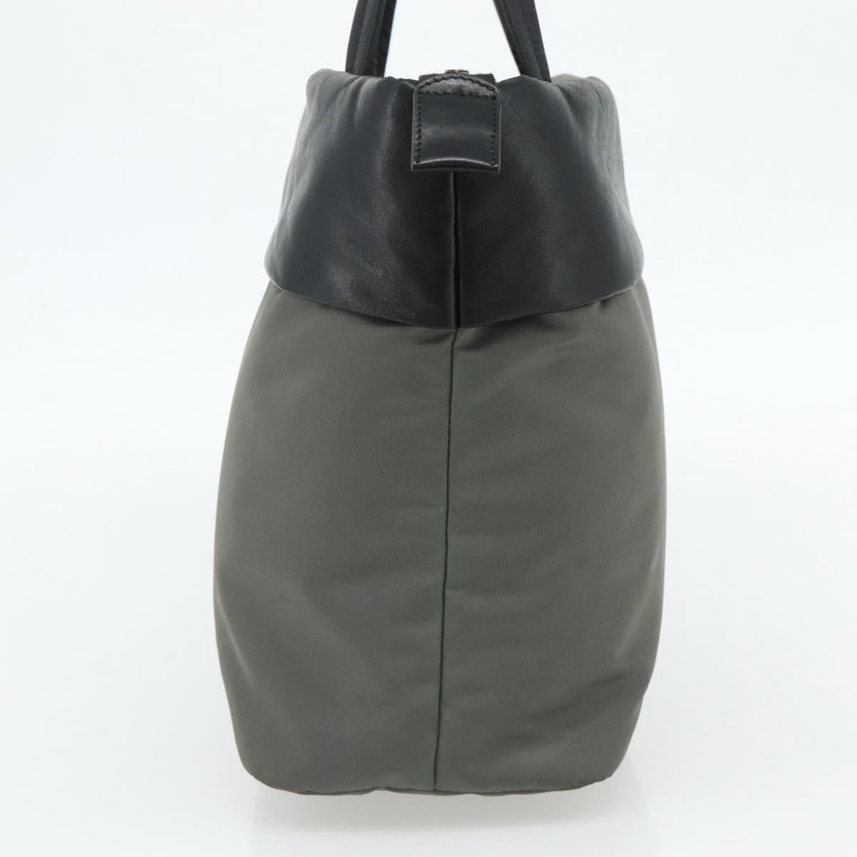 PRADA Hand Bag Nylon Leather Gray black Auth ka4199A