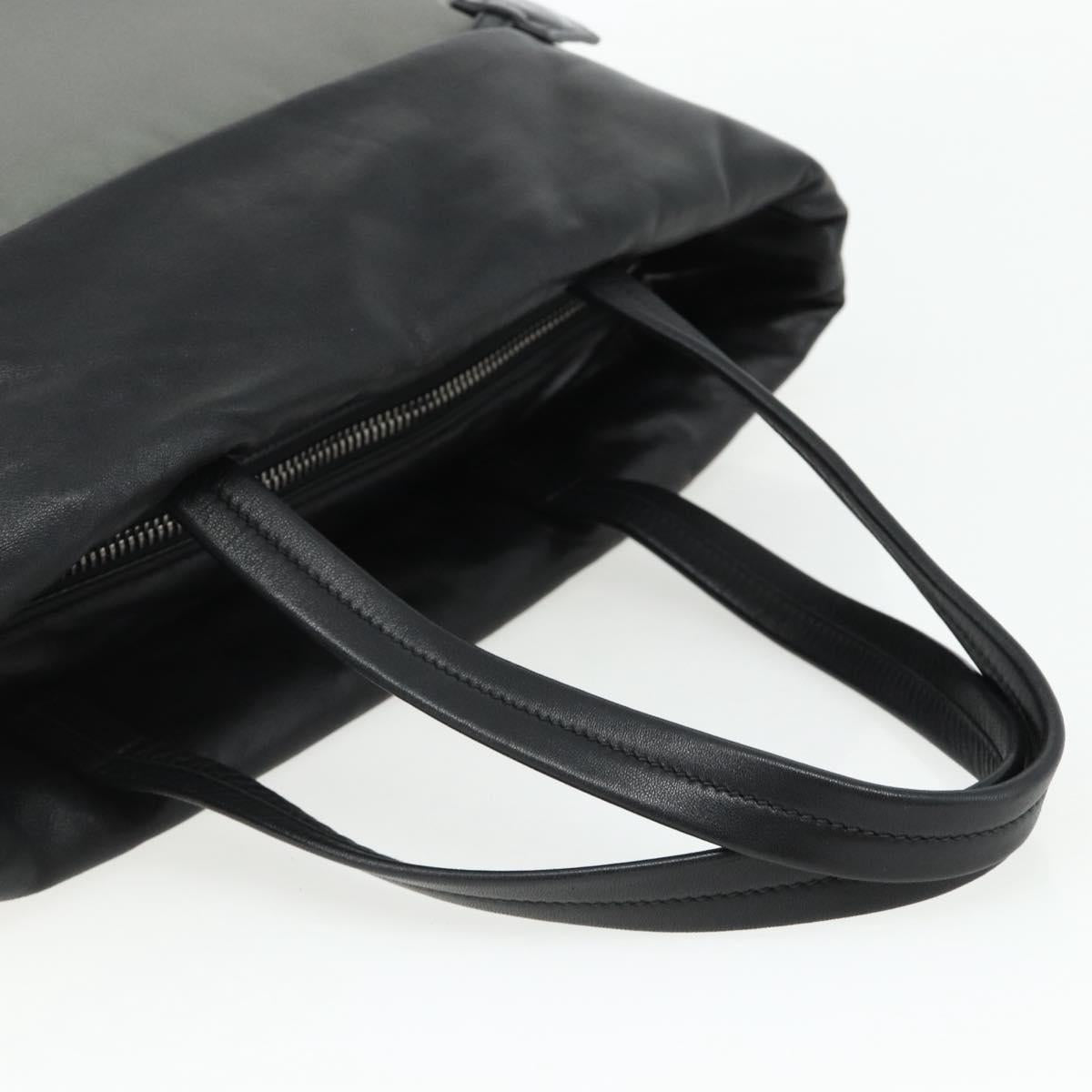PRADA Hand Bag Nylon Leather Gray black Auth ka4199A