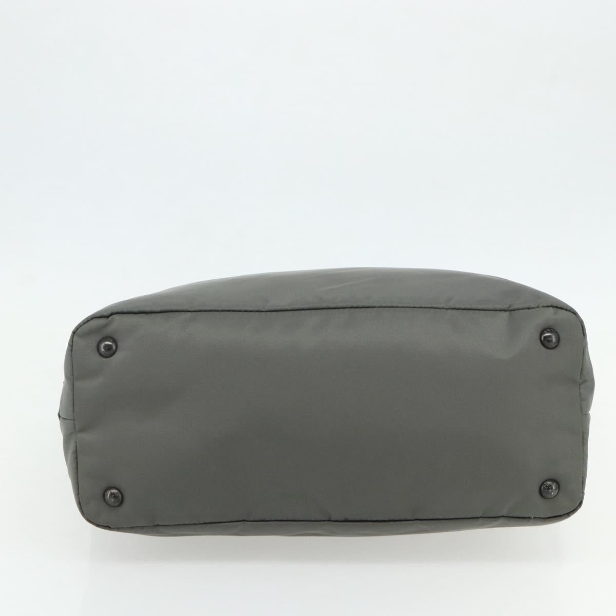 PRADA Hand Bag Nylon Leather Gray black Auth ka4199A