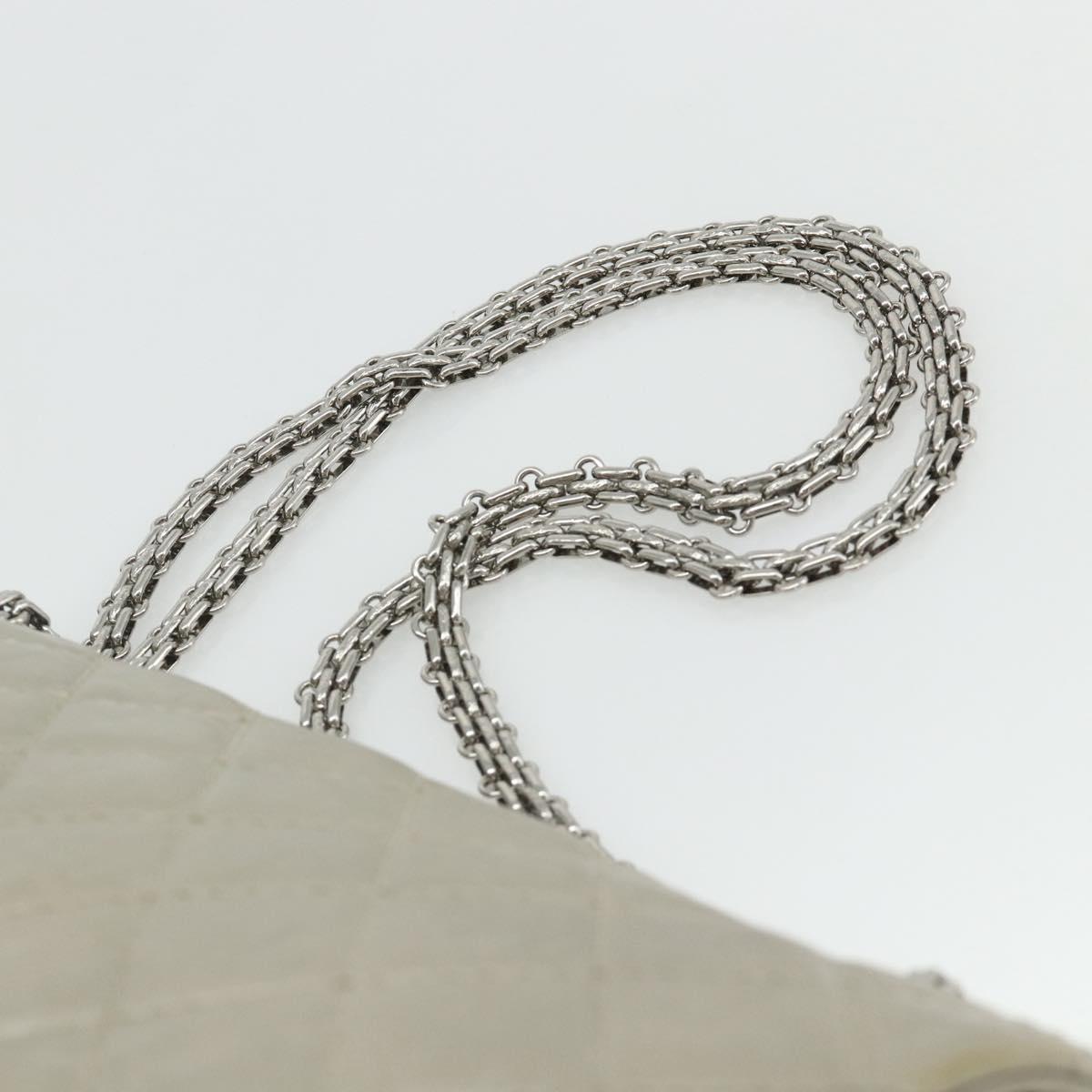 CHANEL Chain Matelasse 2.55 Shoulder Bag Lamb Skin Silver CC Auth ka4200V