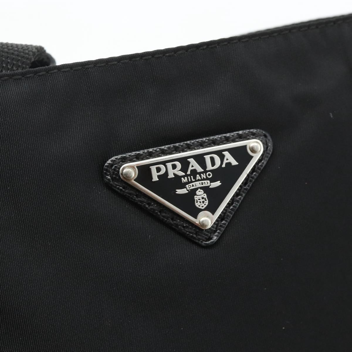 PRADA Shoulder Bag Nylon Black Silver Auth ka4203A
