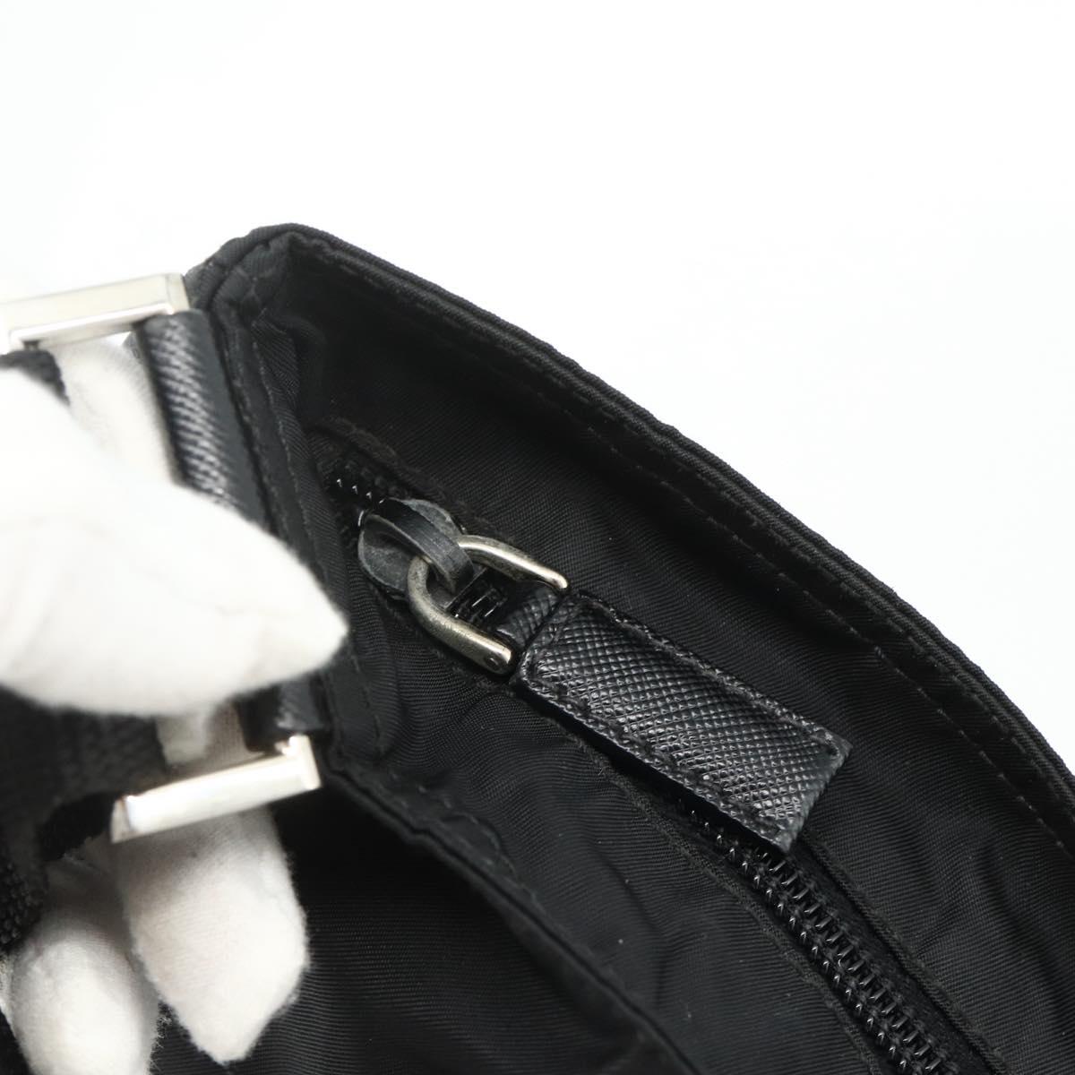 PRADA Shoulder Bag Nylon Black Silver Auth ka4203A