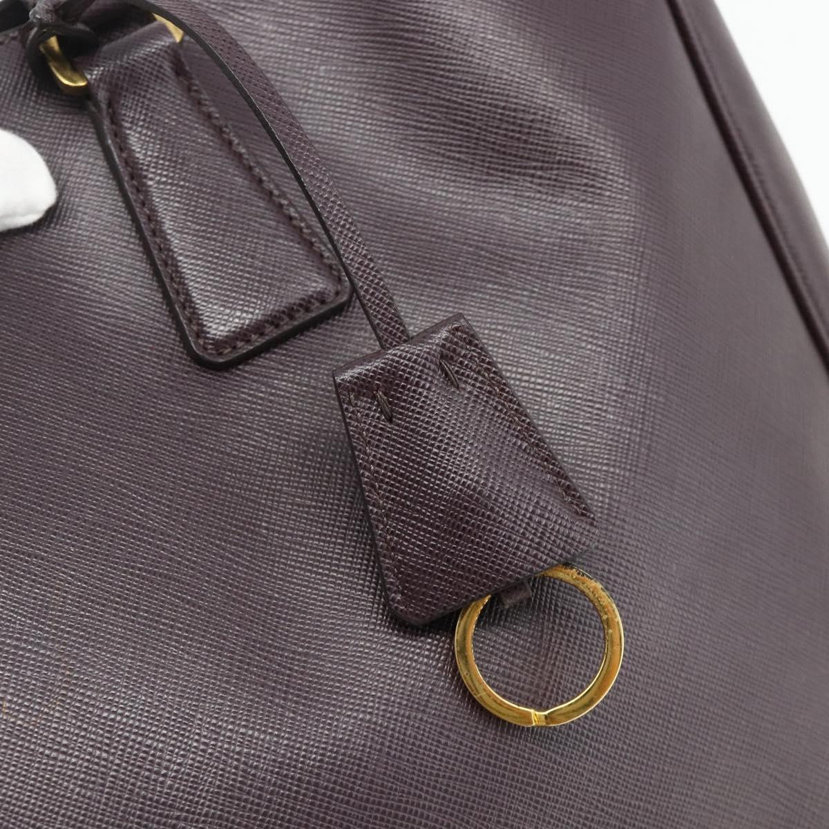PRADA Hand Bag Safiano leather Purple Gold Auth ka4206A