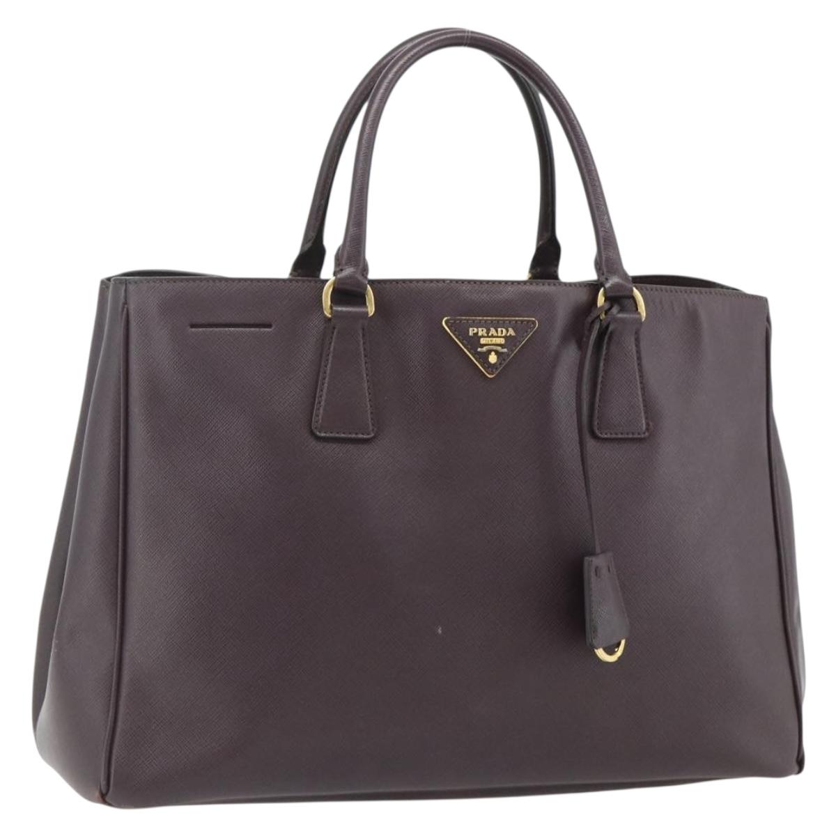 PRADA Hand Bag Safiano leather Purple Gold Auth ka4206A